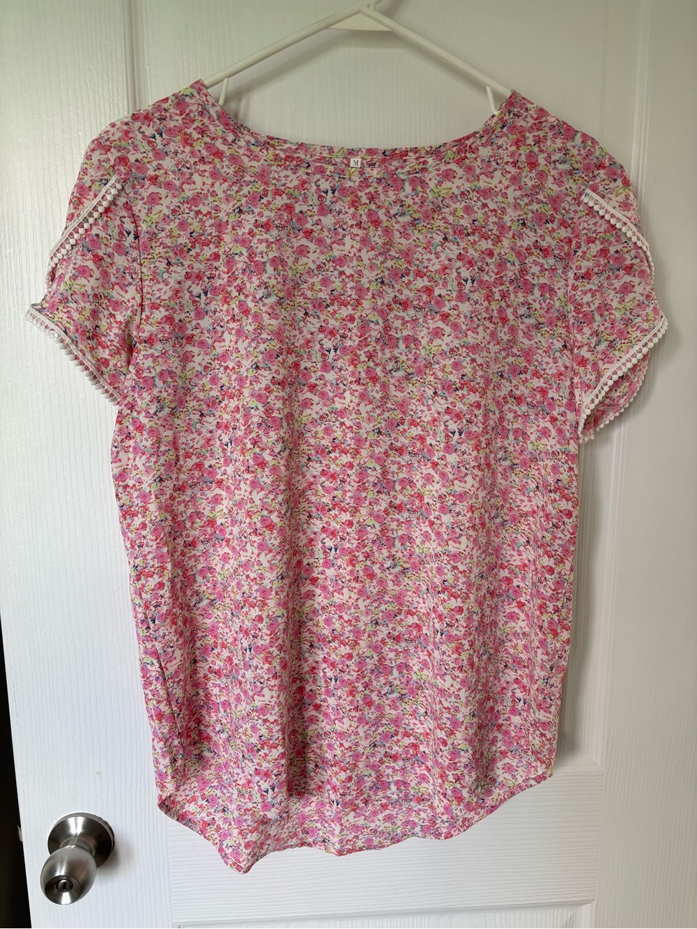 Women’s Pink Floral Short Sleeve Blouse